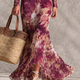Malin — Plum Floral Off-Shoulder Maxi Dress with Smocked Waist