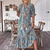 Solveig — Paisley-Print Tassel-Tie Maxi Dress with Tiered Skirt