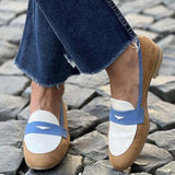 Clelia — Camel, White and Blue Colour-Block Loafers