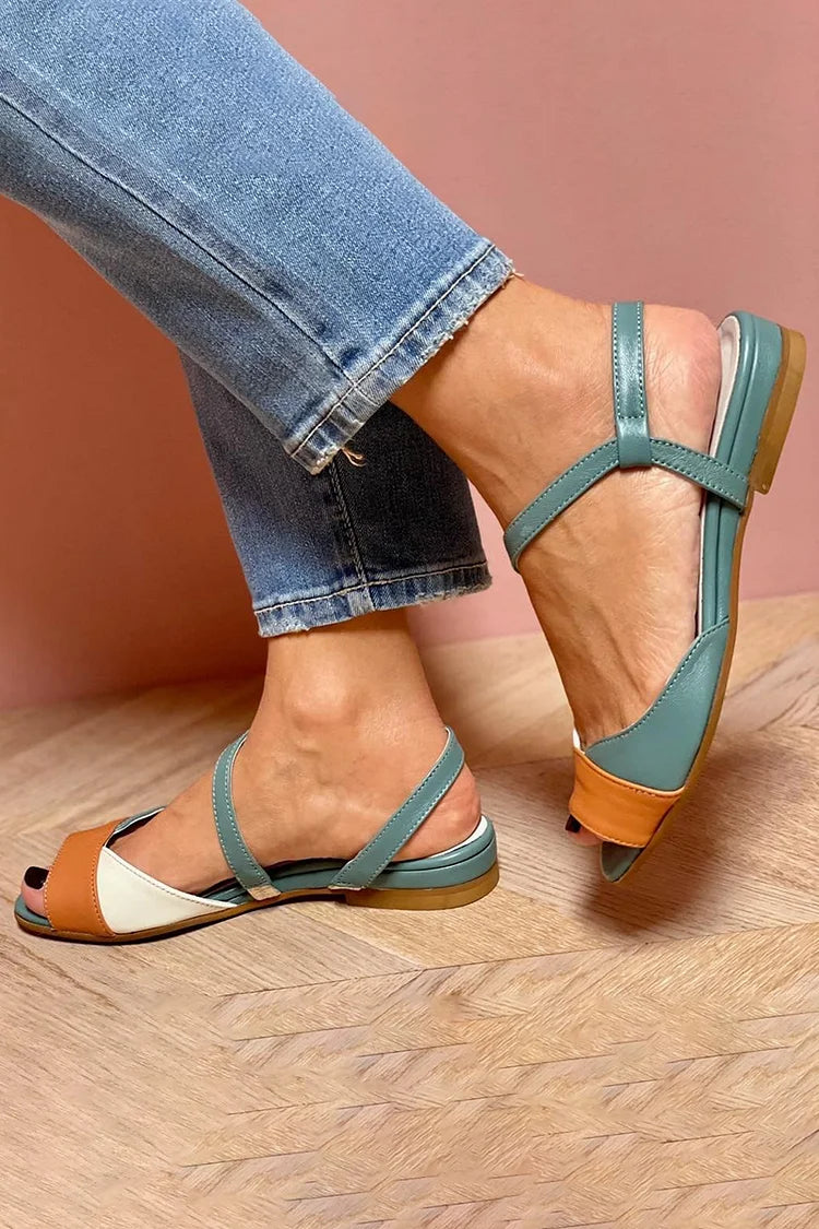 Phaedra — Colour-Block Flat Sandals with Ankle Strap