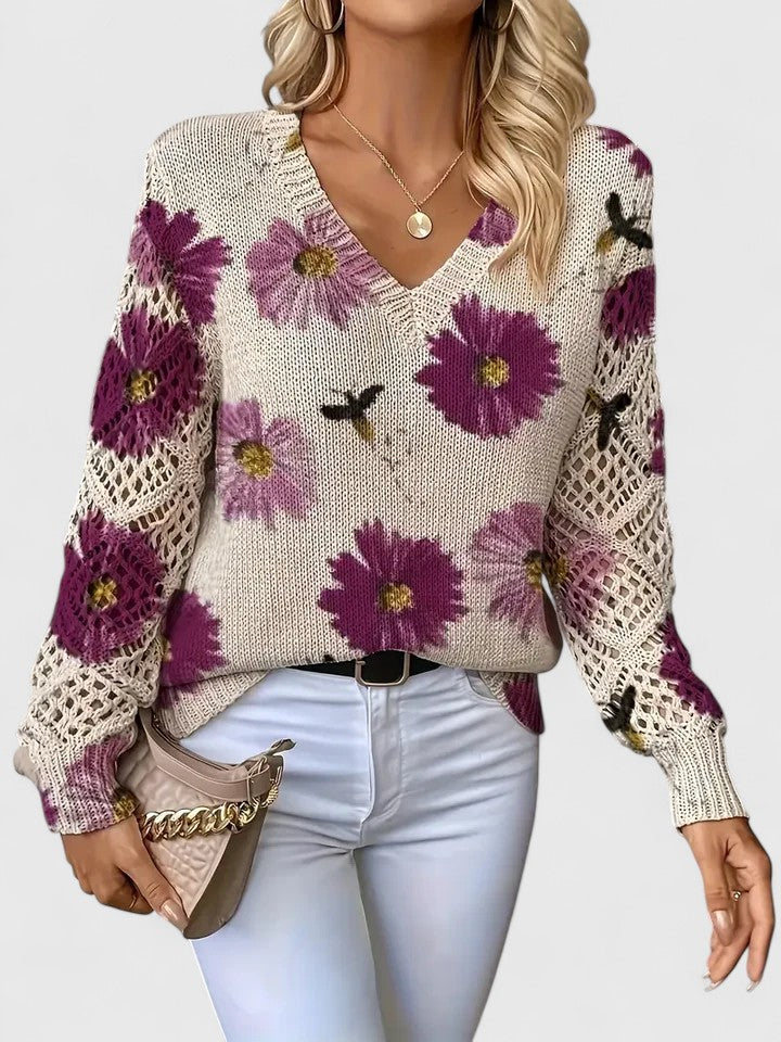 Bronwen — Floral Openwork Jumper