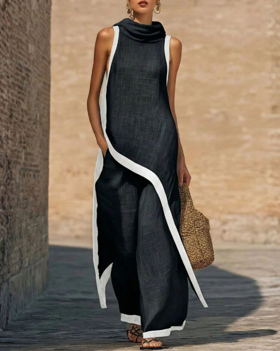 Arnhild — Wide-Leg Co-Ord Set with Contrast Trim