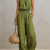 Dietlinde — Halter-Neck Wide-Leg Jumpsuit with Shirred Waist