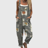 Cecily — Charcoal Llama Print Overalls