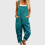 Gertie — Teal Wave Print Overalls