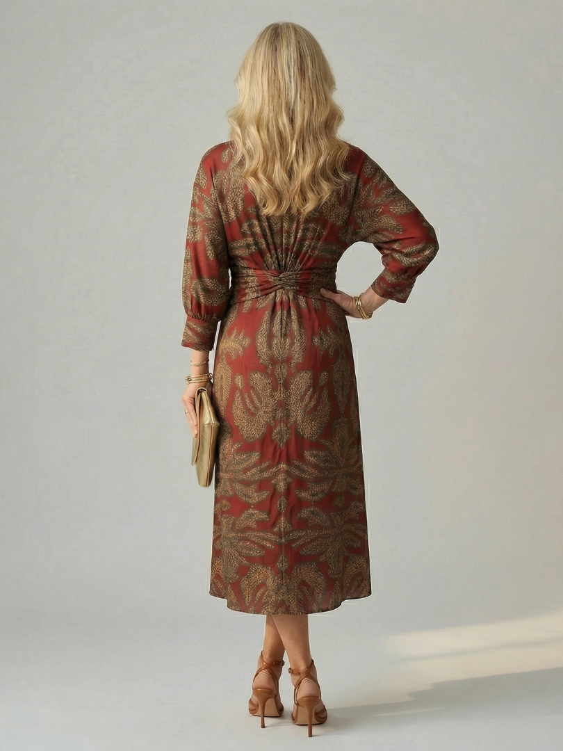 Cordelia — Twist-Front Wrap Midi Dress