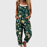 Imogen — Emerald Floral Print Overalls