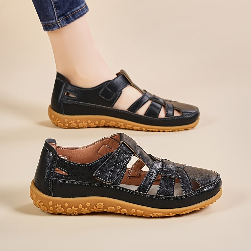 Hilda — Closed-Toe Woven Strap Comfort Sandals
