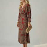 Cordelia — Twist-Front Wrap Midi Dress