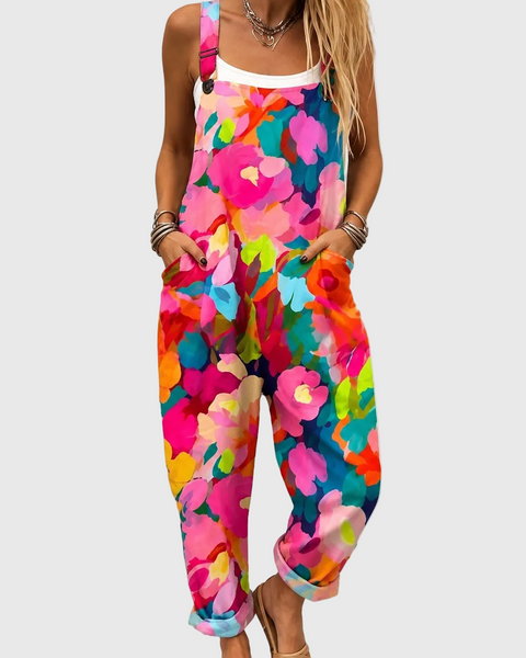 Pippa — Bright Floral Print Overalls