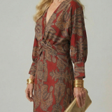 Cordelia — Twist-Front Wrap Midi Dress