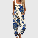 Agatha — Royal Blue Floral Overalls