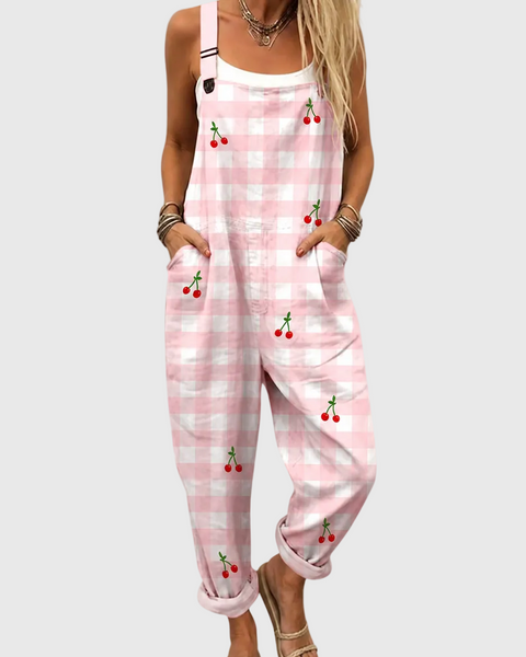 Lena — Cherry Picnic Gingham Overalls