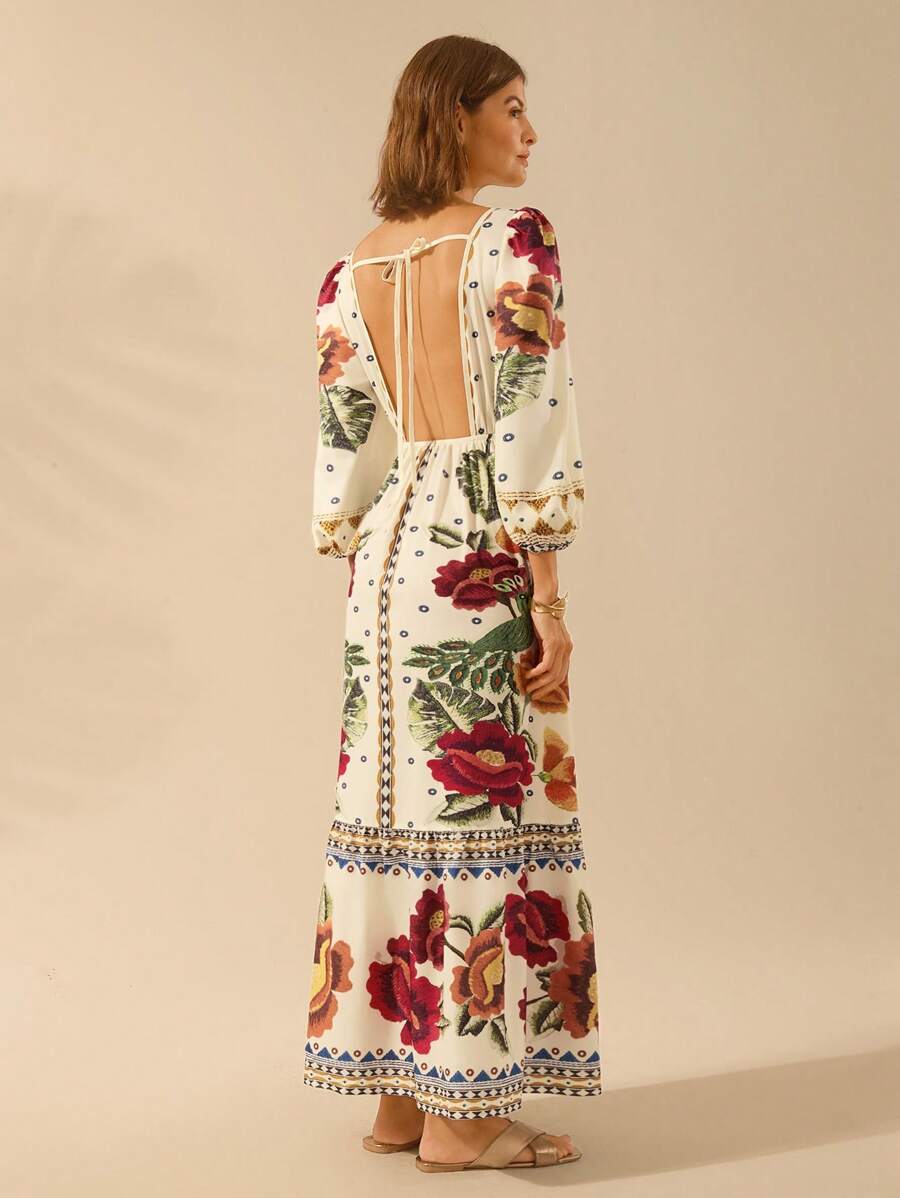 Karina — Vestido Midi Floral com Mangas Bufantes — foto 2