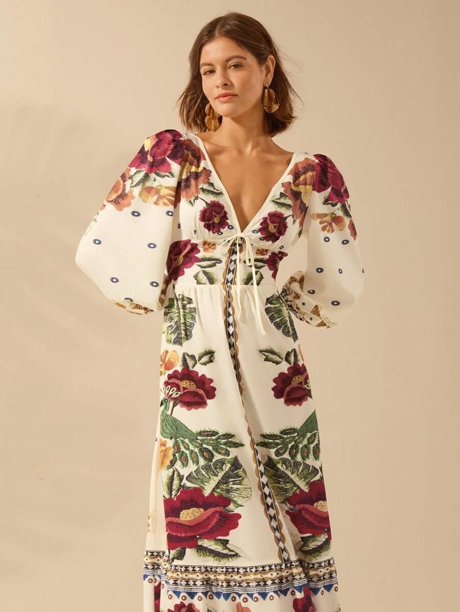 Karina — Vestido Midi Floral com Mangas Bufantes — foto 8