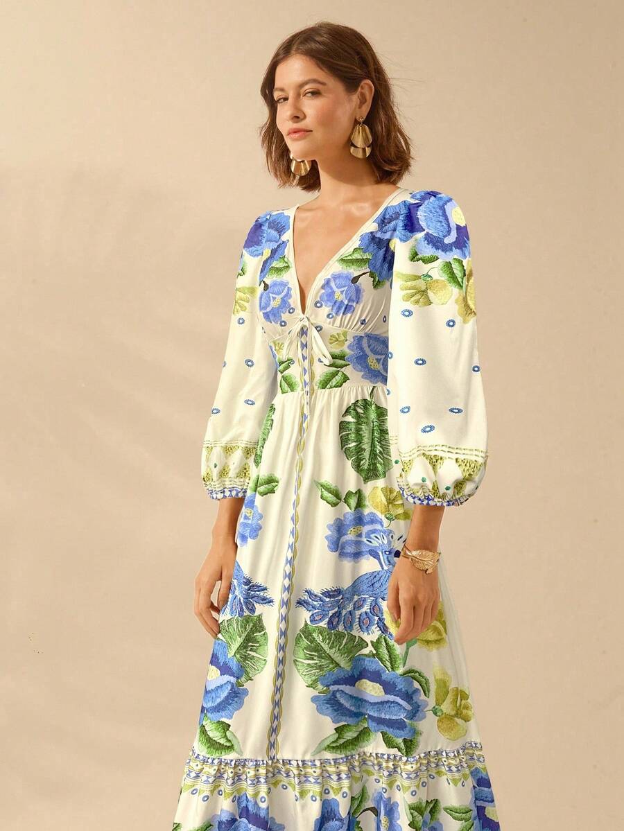 Karina — Vestido Midi Floral com Mangas Bufantes — foto 19