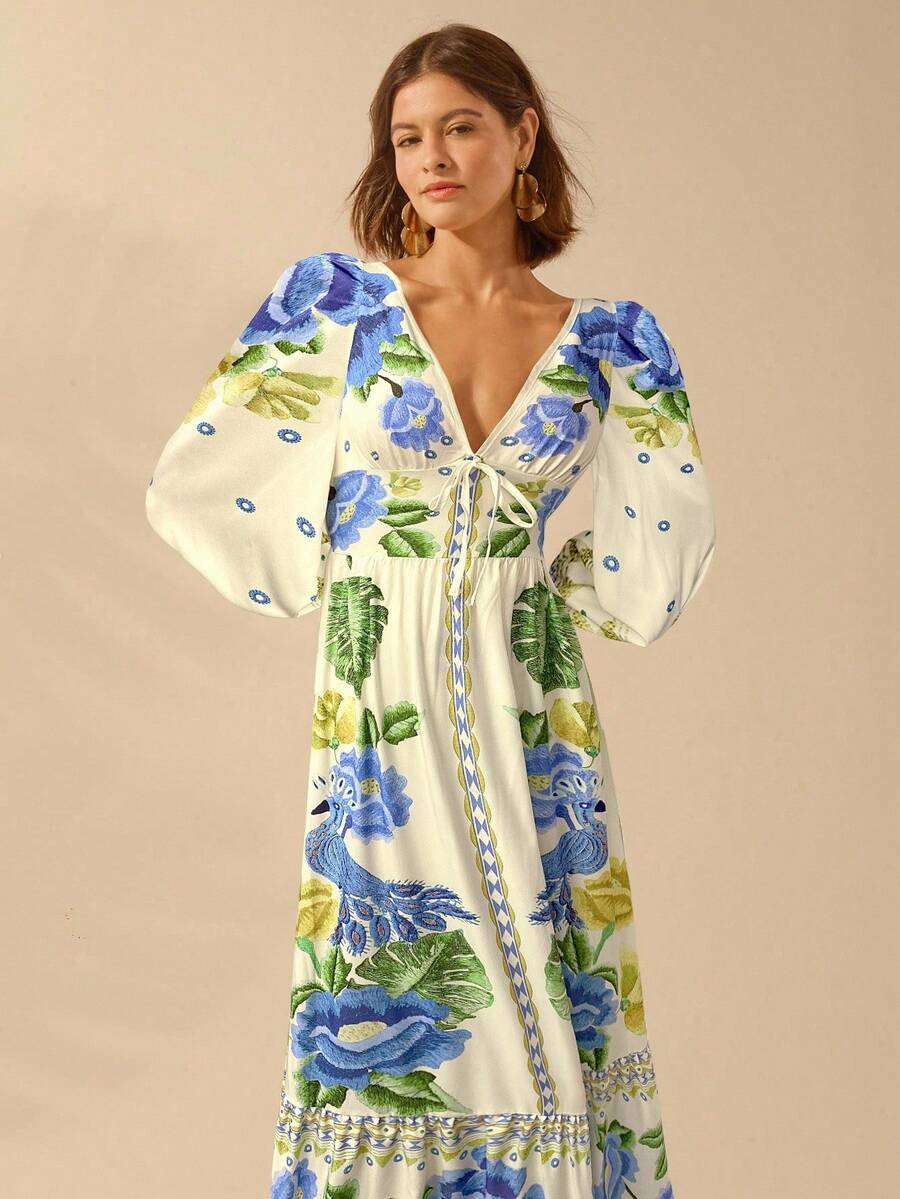 Karina — Vestido Midi Floral com Mangas Bufantes — foto 21