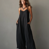 Bronagh — Black Relaxed Wide-Leg Jumpsuit with Pockets
