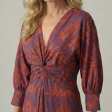 Cordelia — Twist-Front Wrap Midi Dress