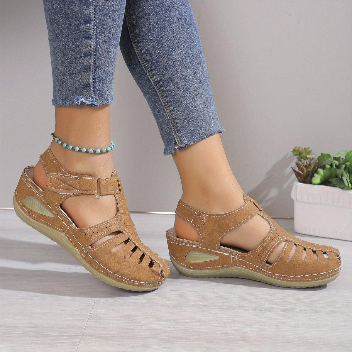 Athena — Closed-Toe Strappy Comfort Sandals