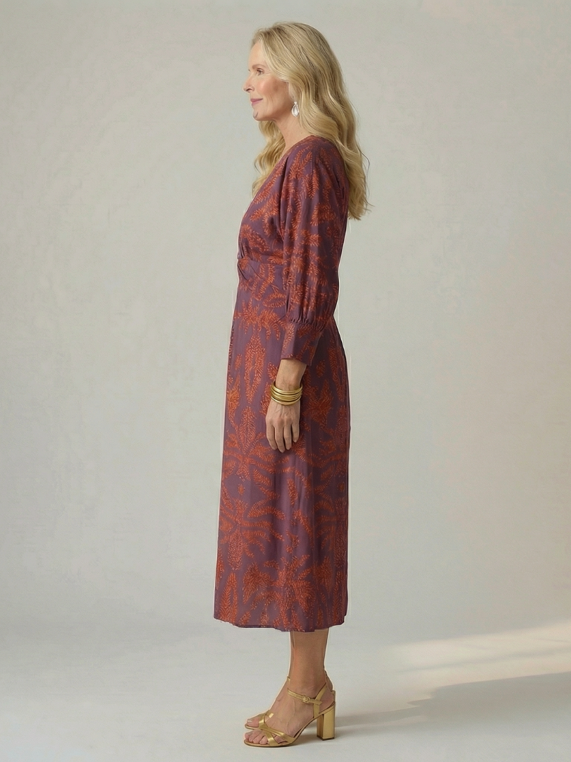 Cordelia — Twist-Front Wrap Midi Dress