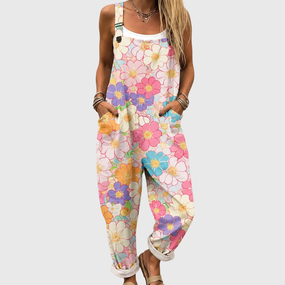 Rae — Pastel Floral Overalls