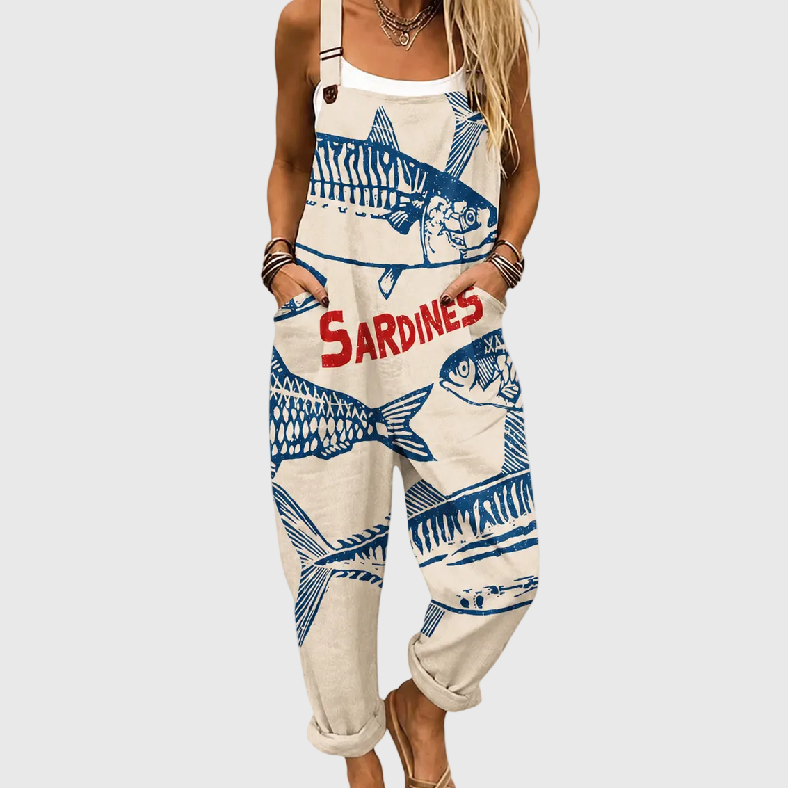 Vesper — Sardine Print Overalls