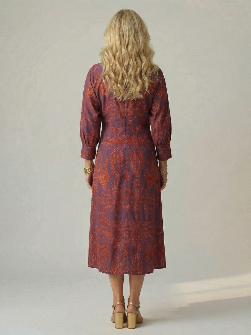 Cordelia — Twist-Front Wrap Midi Dress
