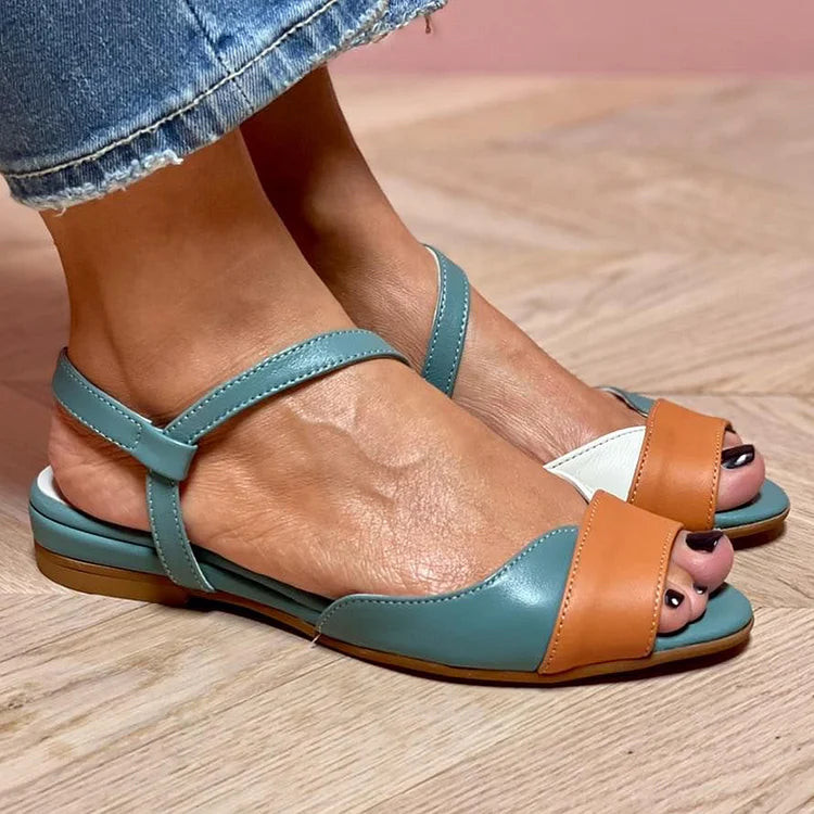 Phaedra — Colour-Block Flat Sandals with Ankle Strap