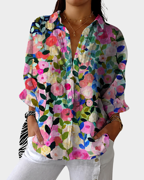 Fernanda — Blusa Jardim Rosa e Verde