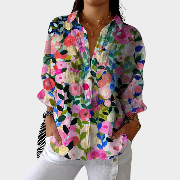 Fernanda — Blusa Jardim Rosa e Verde