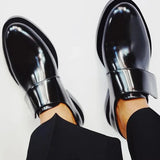 Dina — Glossy Black Loafers with Wide Strap