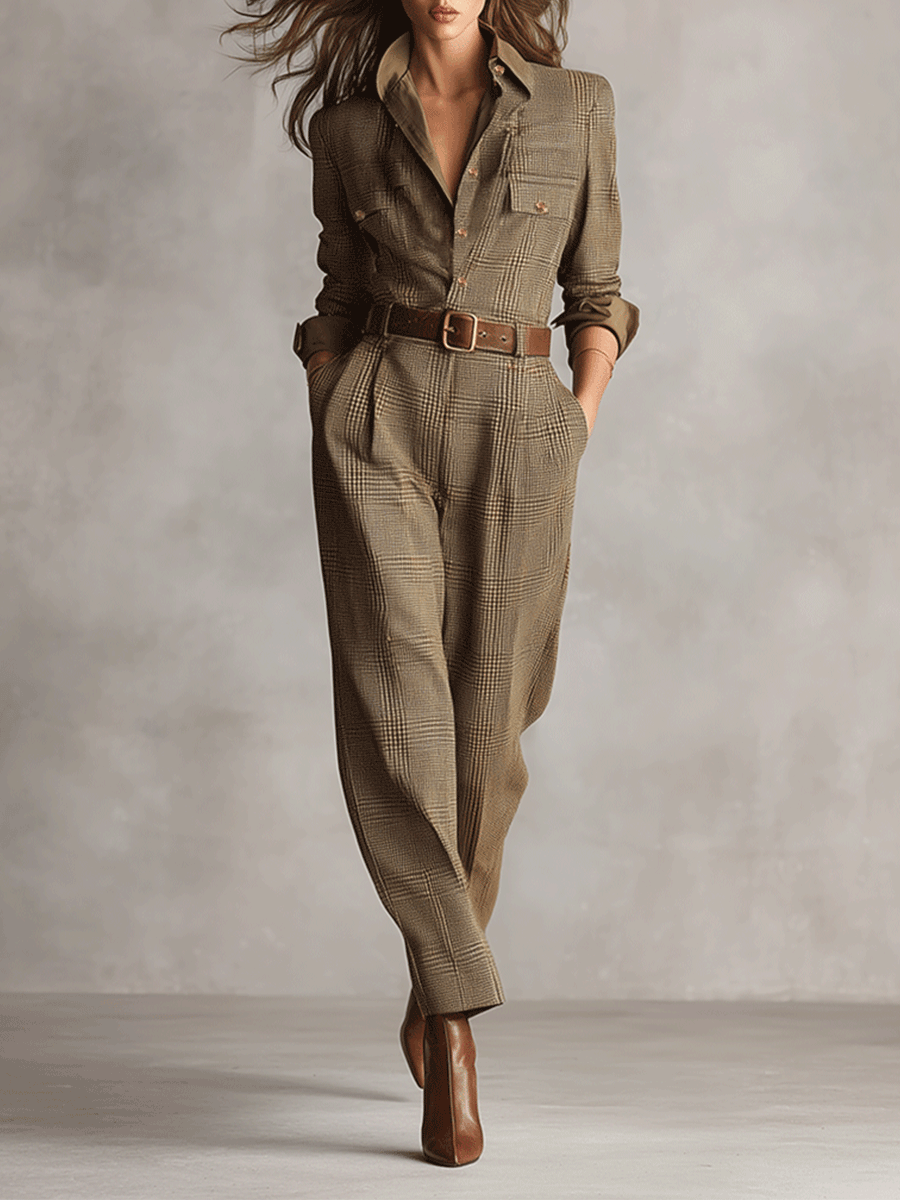 Celia — Brown Jumpsuit with Sophisticated Details