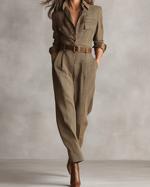Celia — Brown Jumpsuit with Sophisticated Details