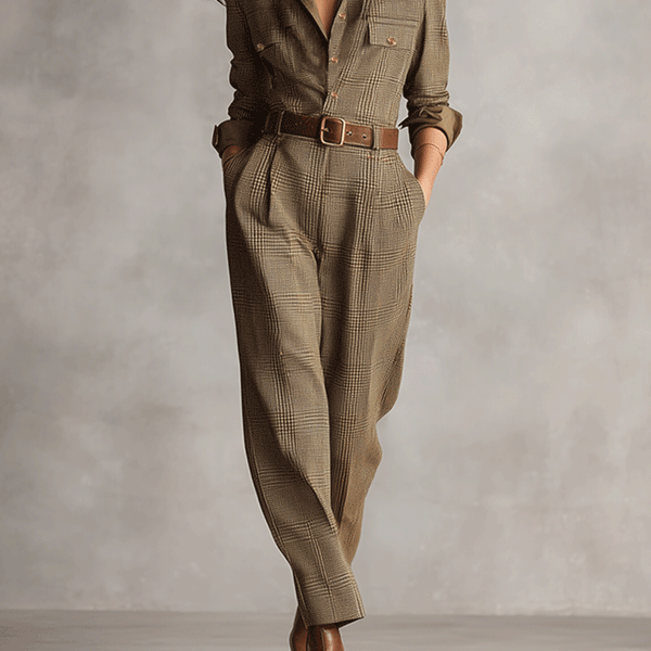 Celia — Brown Jumpsuit with Sophisticated Details
