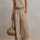 Dietlinde — Halter-Neck Wide-Leg Jumpsuit with Shirred Waist