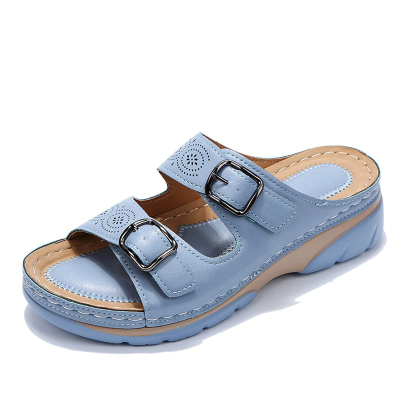 Irene — Double-Buckle Cork-Footbed Slides