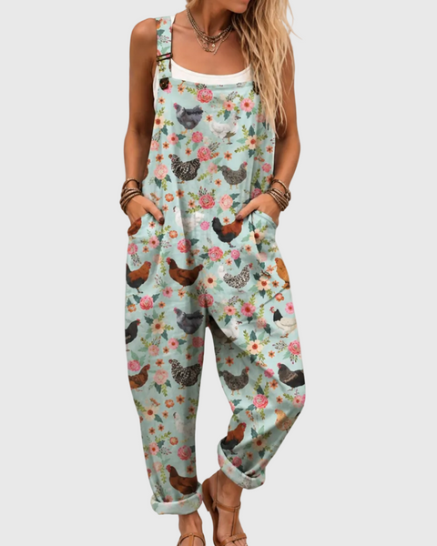 Wanda — Chicken and Floral Overalls
