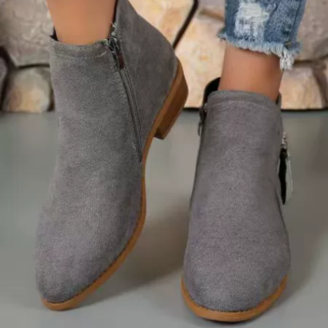 Clarabel — Zip-Side Ankle Boots