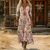 Jovanna — Blush Floral Medallion Boho Maxi Dress