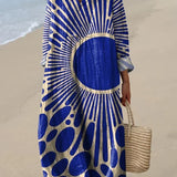 Adalind — Blue Sunburst-Print Midi Dress