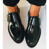 Dina — Glossy Black Loafers with Wide Strap
