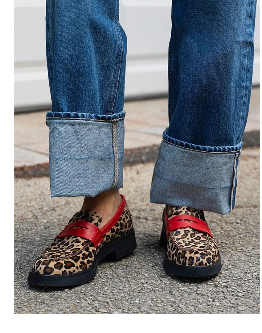 Graziella — Leopard-Print Chunky Loafers with Red Details