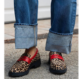 Graziella — Leopard-Print Chunky Loafers with Red Details