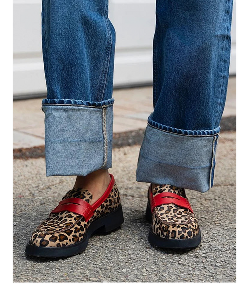 Graziella — Leopard-Print Chunky Loafers with Red Details