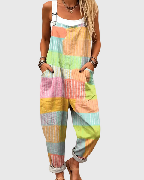 Holly — Pastel Rainbow Patchwork Overalls