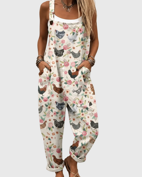 Wilda — Vintage Chicken and Floral Overalls