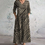 Aveline — Wave Stripe Linen Maxi Dress