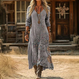 Nastasia — Slate Blue Boho Boho Maxi Dress