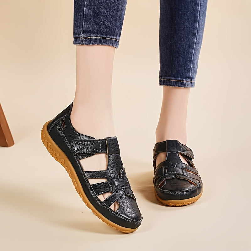 Hilda — Closed-Toe Woven Strap Comfort Sandals